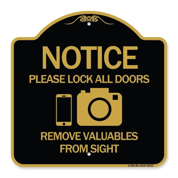 Signmission Lock All Doors Remove Valuable from Sight With Cell Phone and Camera G, A-DES-BG-1818-23531 A-DES-BG-1818-23531 - main